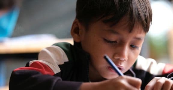 Children studying and learning